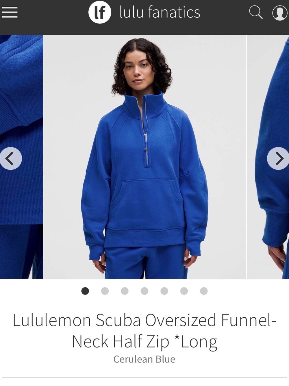 RARE NWOT LULULEMON OVERSIZED SCUBA *Long Sz M/L *Cerulean blue 💙